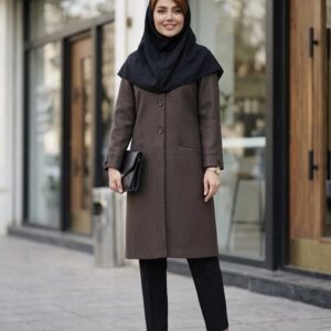 مانتو پاییزی سایز بزرگ زنانه کد 0516 با جنس کاوالی و قد 95